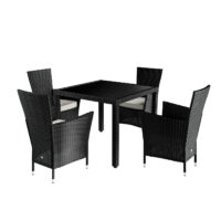 Set de scaune de grădină Riga din poliratan, 5 piese, negru
