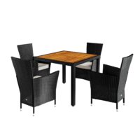 Set de scaune de grădină Corfu din poliratan, 5 piese, negru