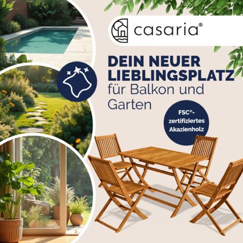 Set de scaune de grădină Sydney, 5 piese, lemn de salcâm, certificat FSC®