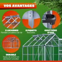 Seră din aluminiu 250x190x195cm cu fundație