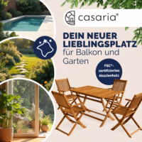 Set gradina si terasa ,masa si 4 scaune pliabile din lemn salcam CASARIA® Sydney Comfort, 5 piese,certificat FSC®