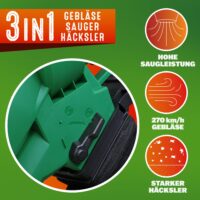 Suflantă electrică de frunze 3 în 1, certificată TÜV Süd GS
