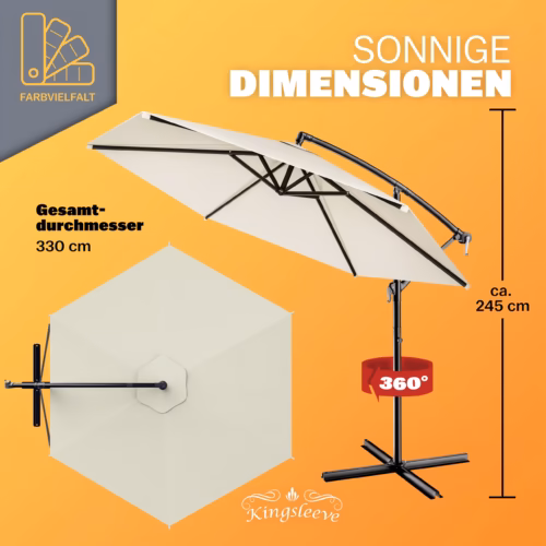 Umbrelă cantilever roșie Ø330cm aluminiu UV 50+ și bază