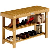 Suport pantofi 2 în 1, lemn de salcâm, certificat FSC®, 90x33x46cm