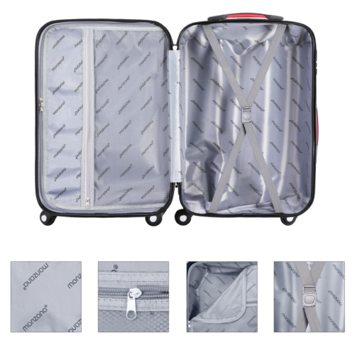 Set valize rigide, 4 piese, cu accesorii, roți 360°, ABS auriu-roz