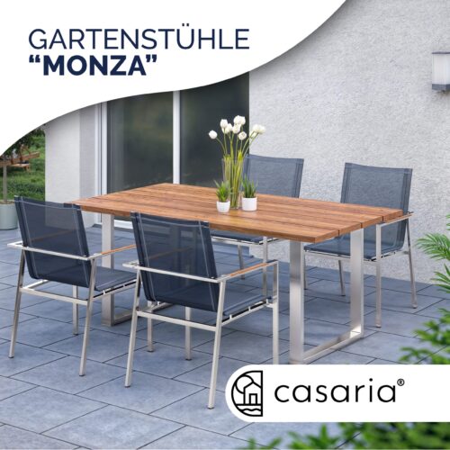 Scaun de grădină Monza, set de 4, gri, suprapunabil