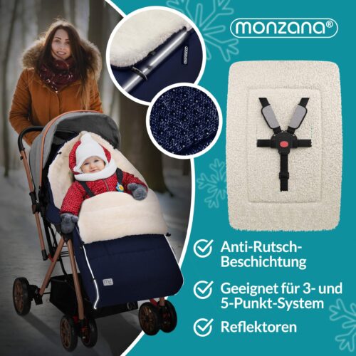 Sac de carucior pentru bebeluși, căptușit bleumarin