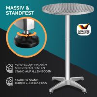 Set masă verticală din aluminiu argintiu, Ø60cm, reglabilă pe înălțime