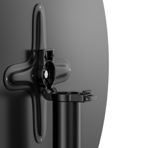 Masă verticală Ø60cm reglabilă înălțime 70/115cm pliabilă aluminiu negru