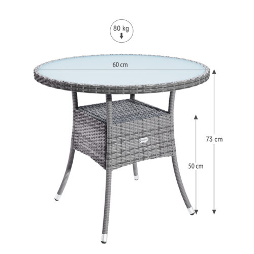 Masă rotundă gri din poliratan, Ø60cm