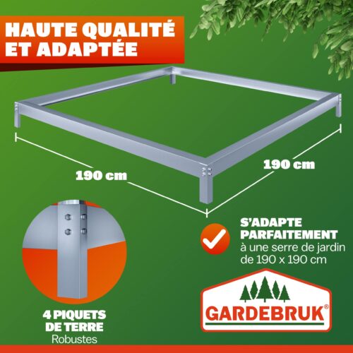 Fundație de oțel pentru seră 190x190x12cm galvanizată