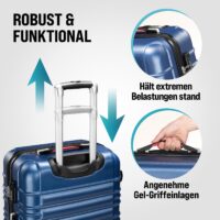 Set valize rigide, 4 piese, cu accesorii, roți 360°, ABS albastru