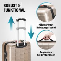 Set de valiză rigidă Exopack, 3 piese, culoarea șampaniei, accesorii ABS