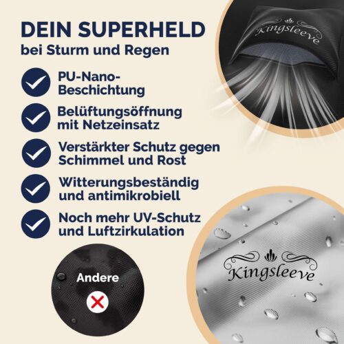Husă pentru grup de scaune, antracit, 125x63x74cm, coloană de apă 9100mm