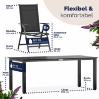 Mobilier de terasa Bern Masa cu 8 scaune, 9 piese, antracit, aluminiu, blat WPC