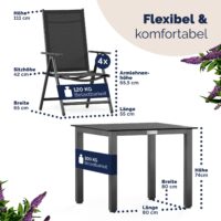 Set de scaune de grădină Bern, 5 piese, antracit, aluminiu, blat de masă WPC