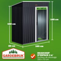 Șopron de grădină, antracit, 185x165x90cm, galvanizat, ușă glisantă, ventilație