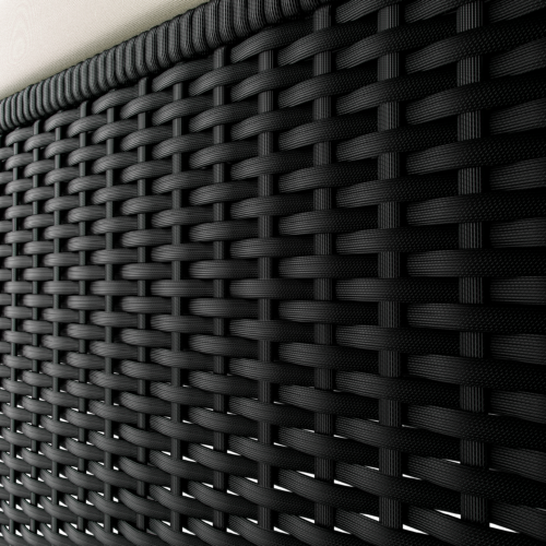 Șezlong de grădină din poliratan, negru/crem, 200x115x33cm