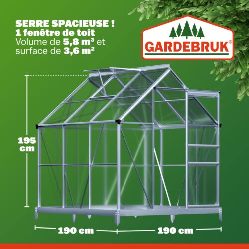 Seră din aluminiu 190x190x195cm cu fundație
