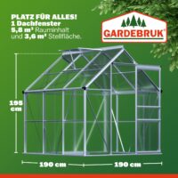 Seră din aluminiu 190x190x195cm cu fereastră de acoperiș