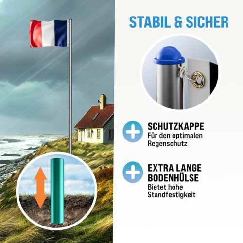 Catarg de steag din aluminiu 650 cm