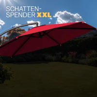 Umbrelă cantilever roșie Ø330cm aluminiu UV 50+ și bază