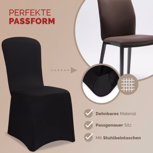 Set de 4 huse de scaun, negre, OEKO-TEX®