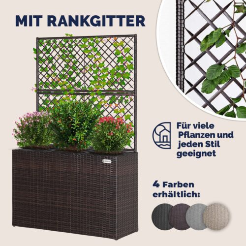Cutie de flori din poliratan cu spalier, maro