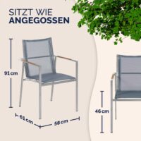 Scaun de grădină Monza, set de 4, gri, suprapunabil