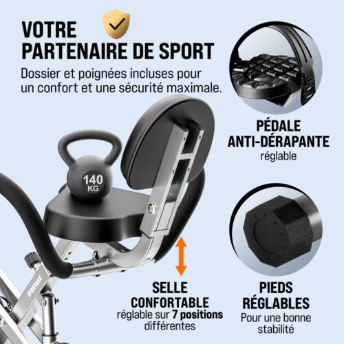 Bicicletă de fitness pliabilă Eagle 3 cu senzori de puls