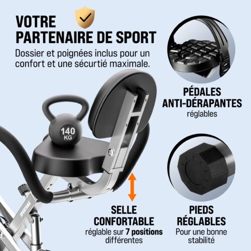 Bicicletă de fitness Eagle cu 4 senzori de puls, compatibilă cu aplicația