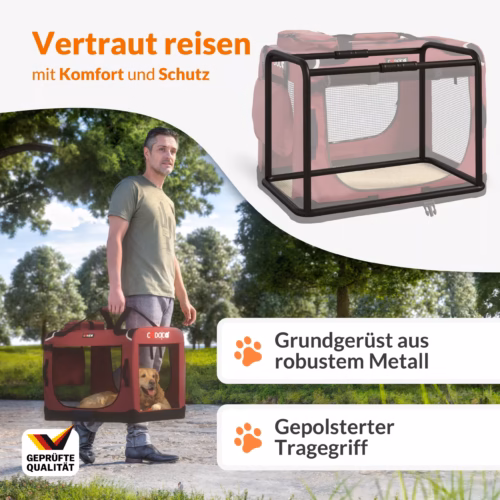 Cușcă pliabilă pentru câini M 60x42x44cm Roșu închis