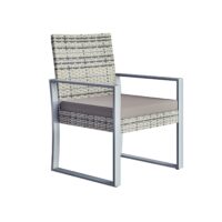 Set de scaune de grădină din poliratan, 3 piese, gri WPC