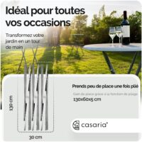 Set de 2 mese de bar pliabile, Ø60cm, aspect marmură, alb, înălțime 110cm