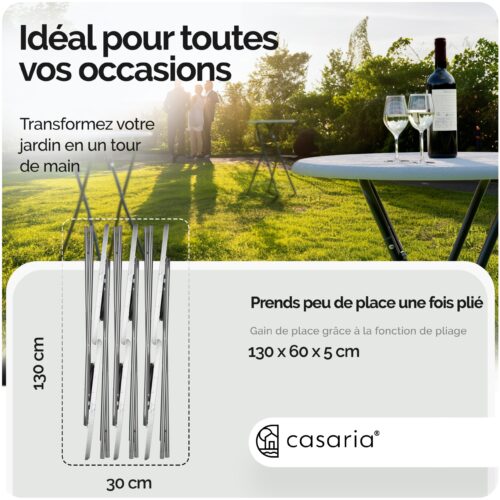 Set masă verticală 2 piese Ø60cm pliabilă cu decor din lemn alb