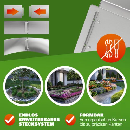Set de 5 borduri de pat din metal argintiu 5m x 18cm
