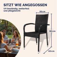Scaun stivuibil Comfort din poliratan, set de 4, negru