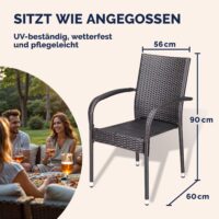 Scaun stivuibil din poliratan Comfort, set 4 piese, maro