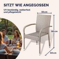Scaun stivuibil din poliratan Comfort, set 4 piese, crem