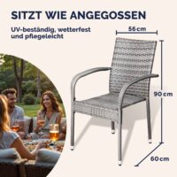 Scaun stivuibil din poliratan Comfort, set de 4, gri