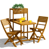 Set de scaune de grădină din 3 piese, lemn de salcâm, certificat FSC®, pliabil