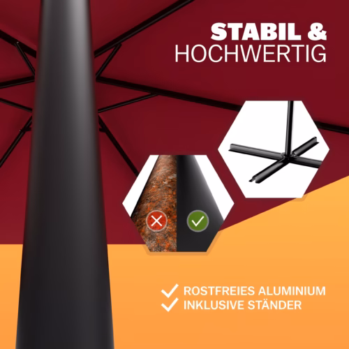 Umbrelă cantilever roșie Ø330cm aluminiu UV 50+ și bază