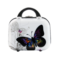 Set valize rigide, 4 piese, roți 360°, geantă cosmetică Butterfly, policarbonat