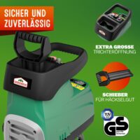 Tocător silențios pentru crengi de până la 44 mm, 3100 W, 2 saci de colectare de 60 l, 17 kg
