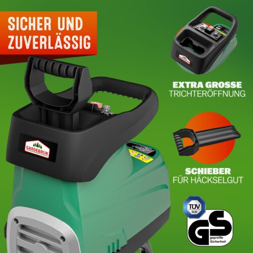 Tocător silențios pentru crengi de până la 44 mm, 3100 W, 2 saci de colectare de 60 l, 17 kg