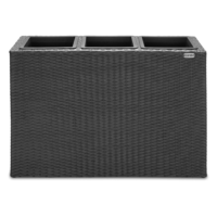 Ghiveci de flori din poliratan, negru, 83x30,5x60cm