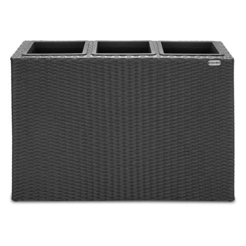 Ghiveci de flori din poliratan, negru, 83x30,5x60cm