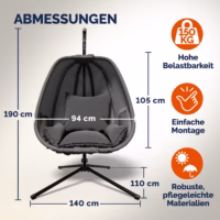 Scaun suspendat Alvie gri 190x140x110cm
