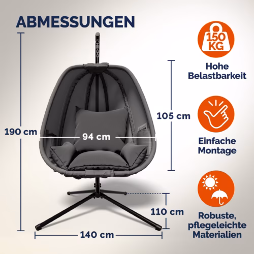 Scaun suspendat Alvie gri 190x140x110cm