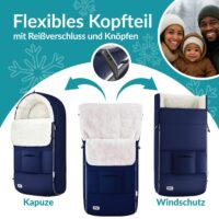 Sac de carucior pentru bebeluși, căptușit bleumarin